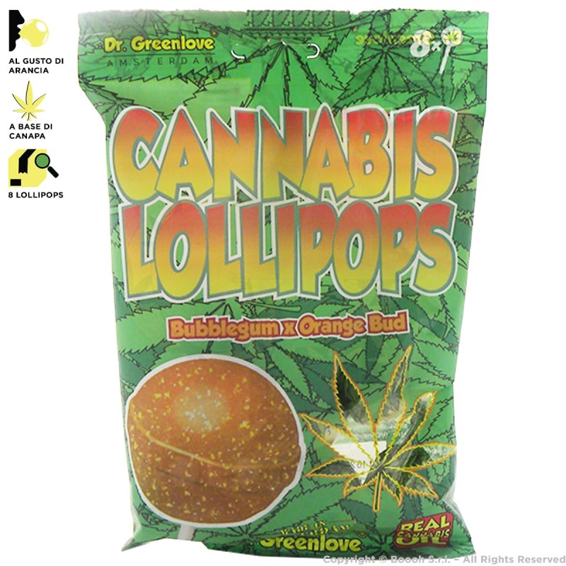 CANNABIS LOLLIPOPS BUBBLEGUM ORANGE (NO THC) by DR GREENLOVE - BUSTINA DA 8 CHUPA