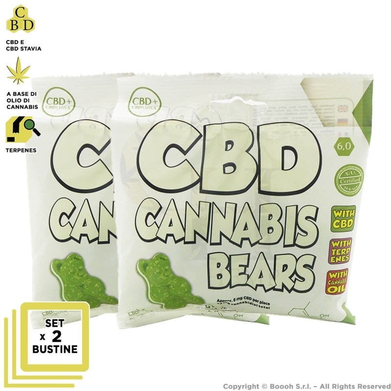 CBD CANNABIS BEARS (NO THC) by DR GREENLOVE - SET DA 2 BUSTINE (TOTALE 200gr) DOLCI ORSETTI GOMMOSI