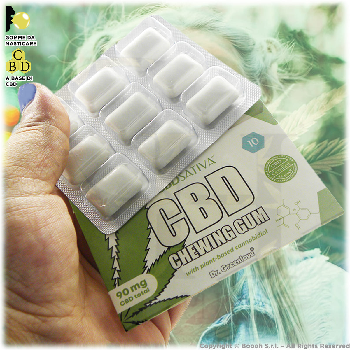 chewing gum alla cannabis con cbc confezione da 12 blister